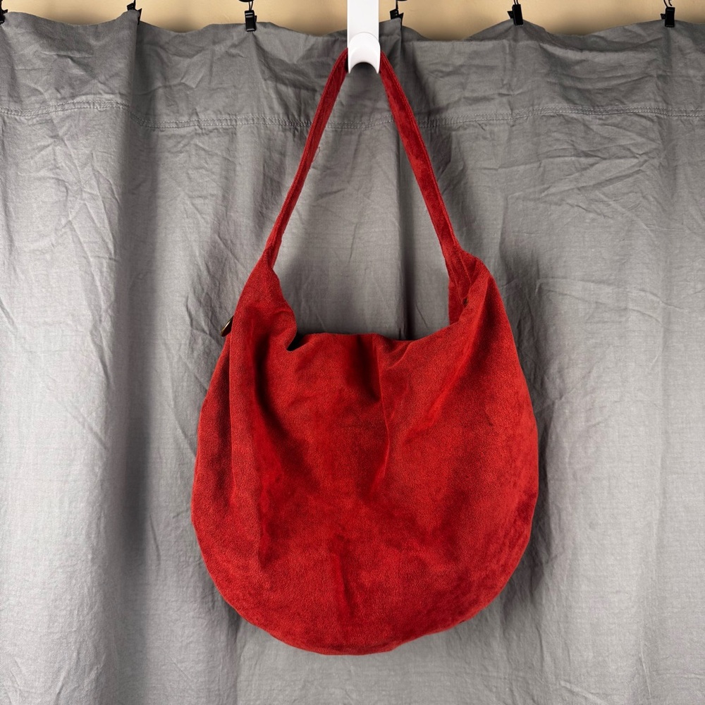 Reva Skinner Ultra Suede Vintage Hobo Bohemian Bag Rust Color